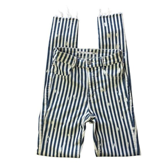 NWOT ZARA TRAFALUC BLUE & WHITE STRIPED SKINNY JEANS Size 00 - Picture 7 of 13